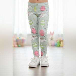 S/L NEW Girls Easter Bunny Easter Egg Leggings, Soft Yoga Pants